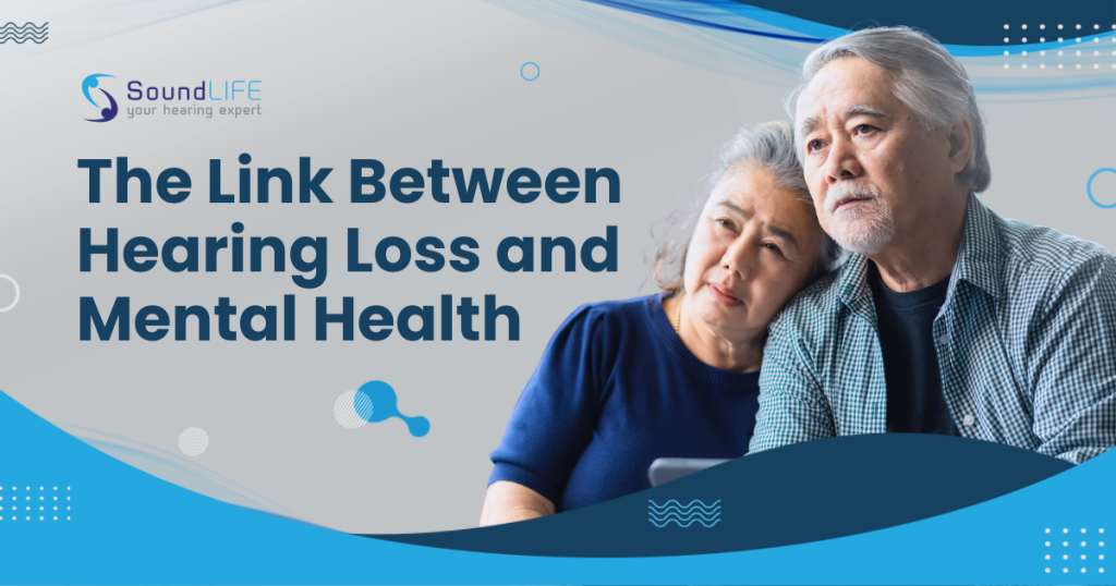 Older couple embracing, showing the link between hearing loss and mental health.